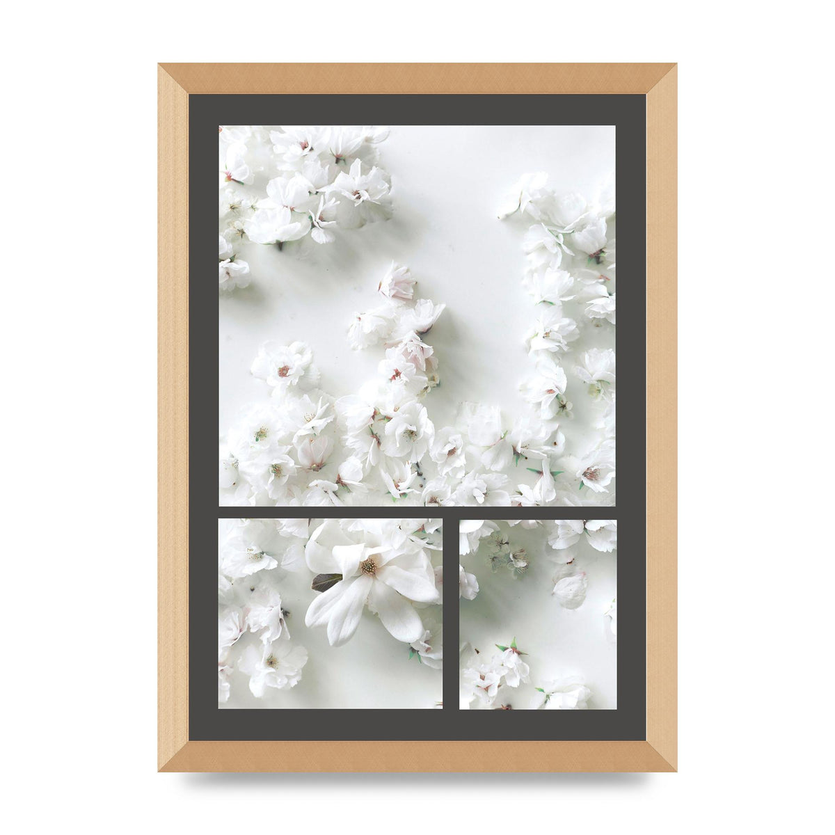 Grey Flower Wall Art - A3 framed