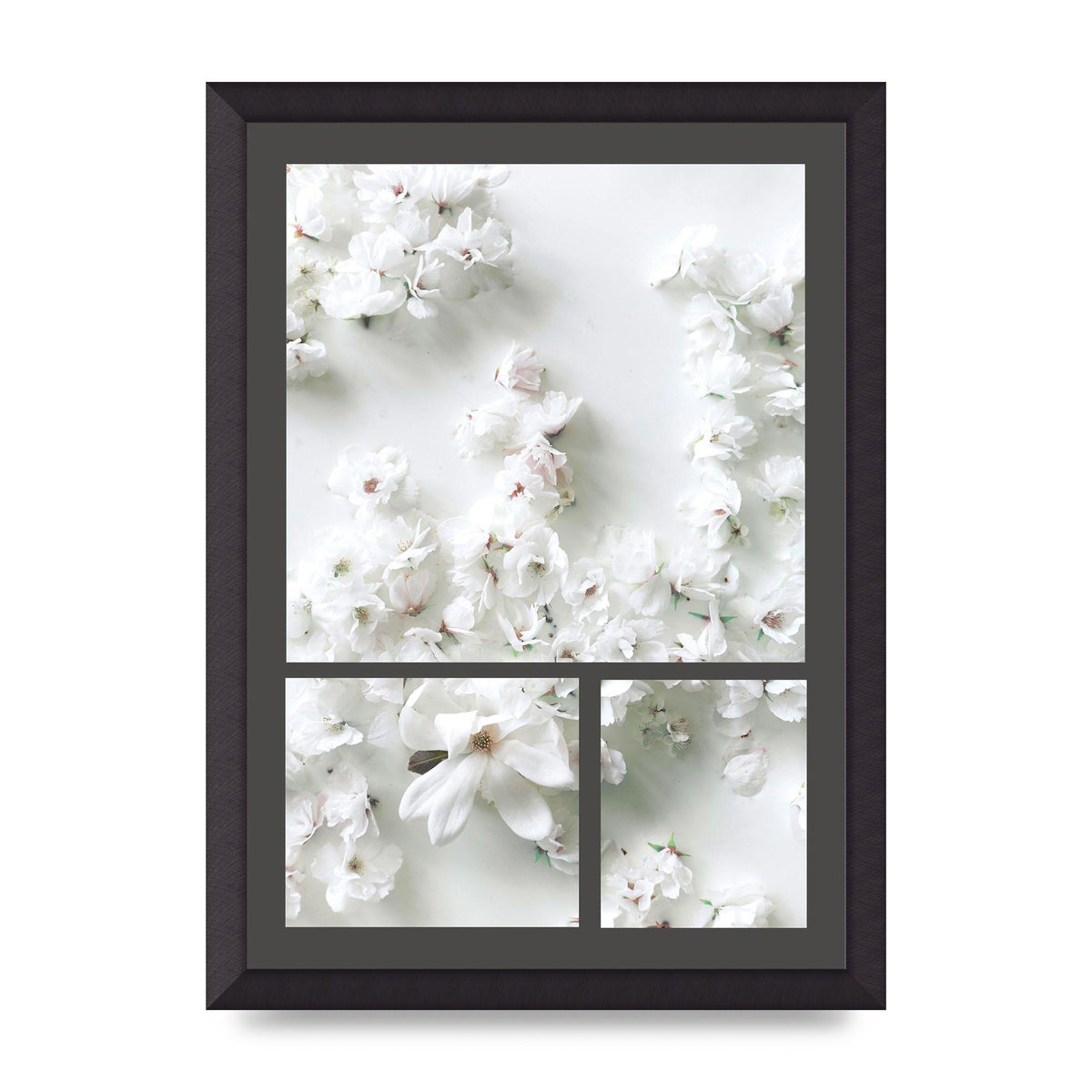 Grey Flower Wall Art - A3 framed