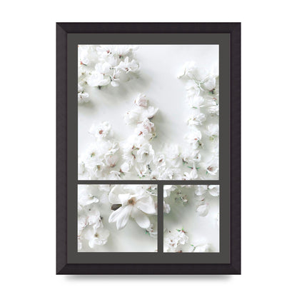 Grey Flower Wall Art - A3 framed