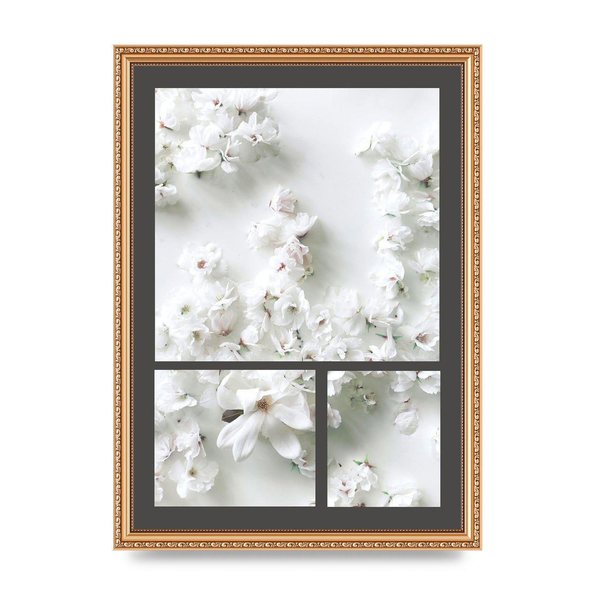 Grey Flower Wall Art - A3 framed