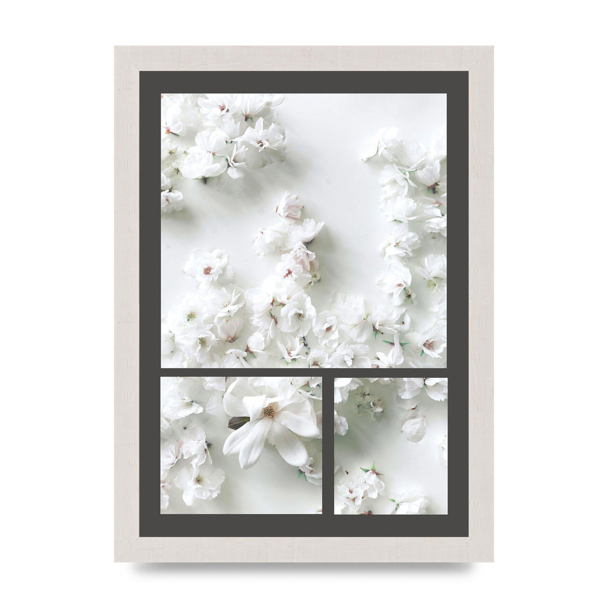 Grey Flower Wall Art - A4 framed