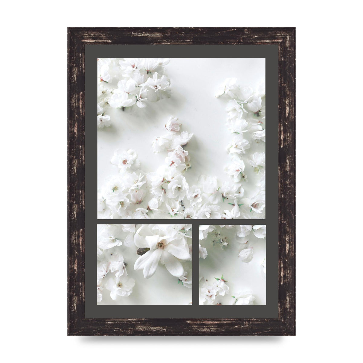 Grey Flower Wall Art - A4 framed