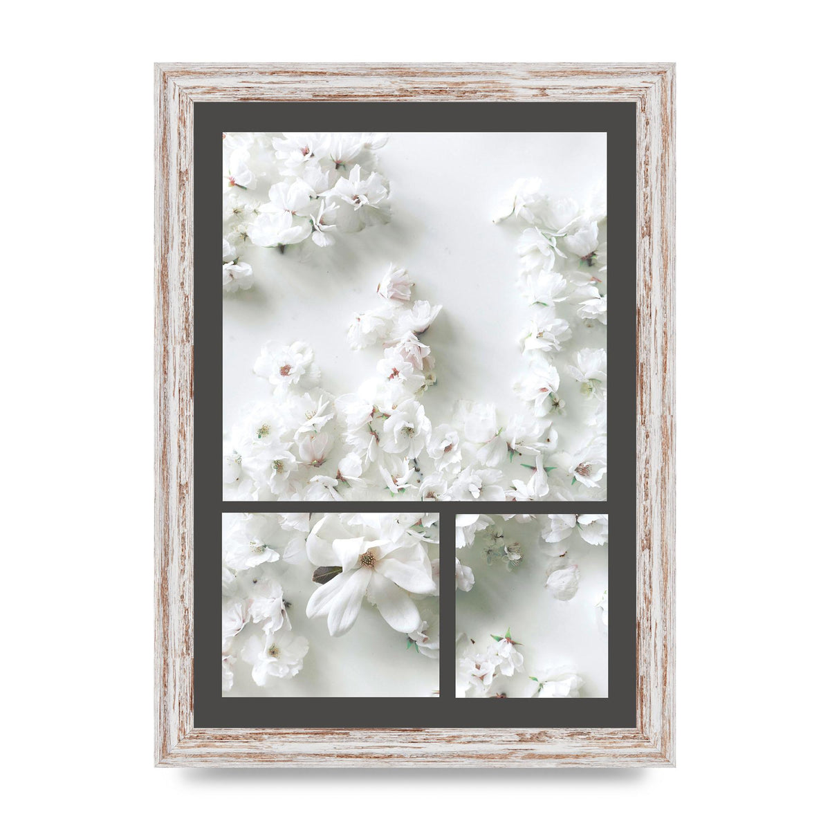 Grey Flower Wall Art - A4 framed
