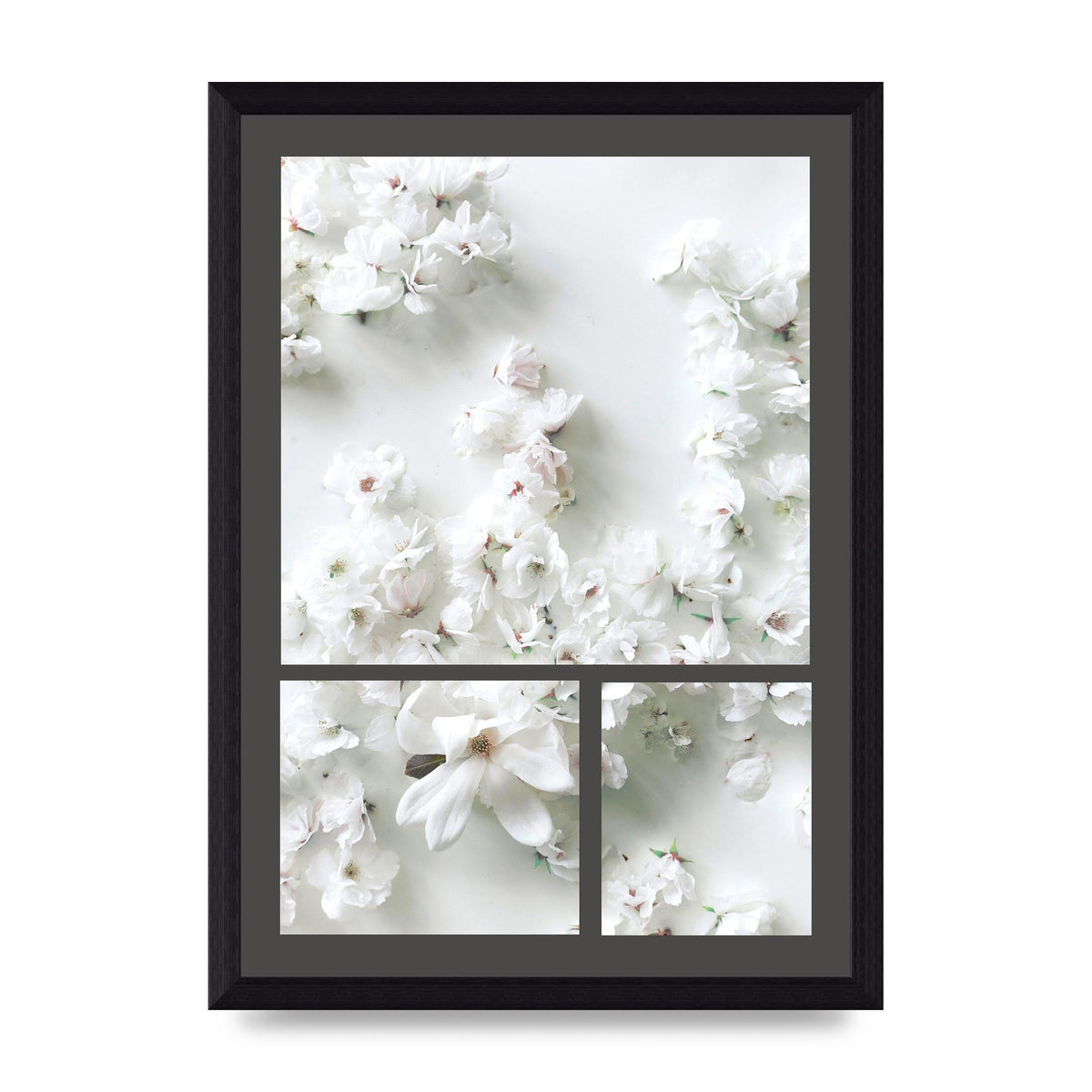 Grey Flower Wall Art - A4 framed