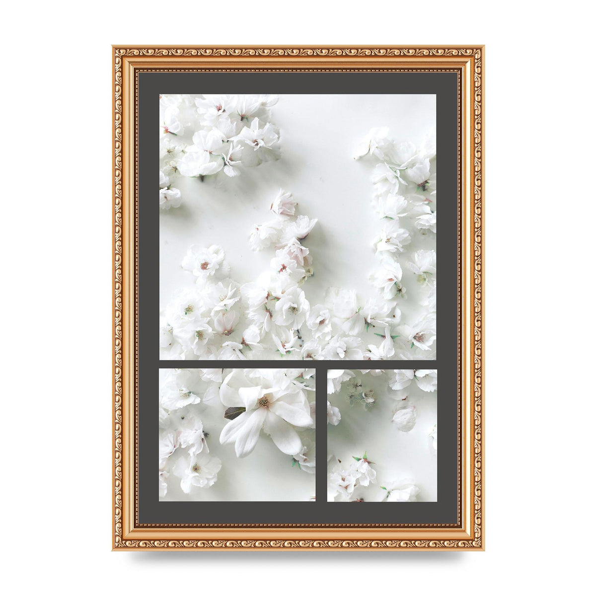 Grey Flower Wall Art - A4 framed