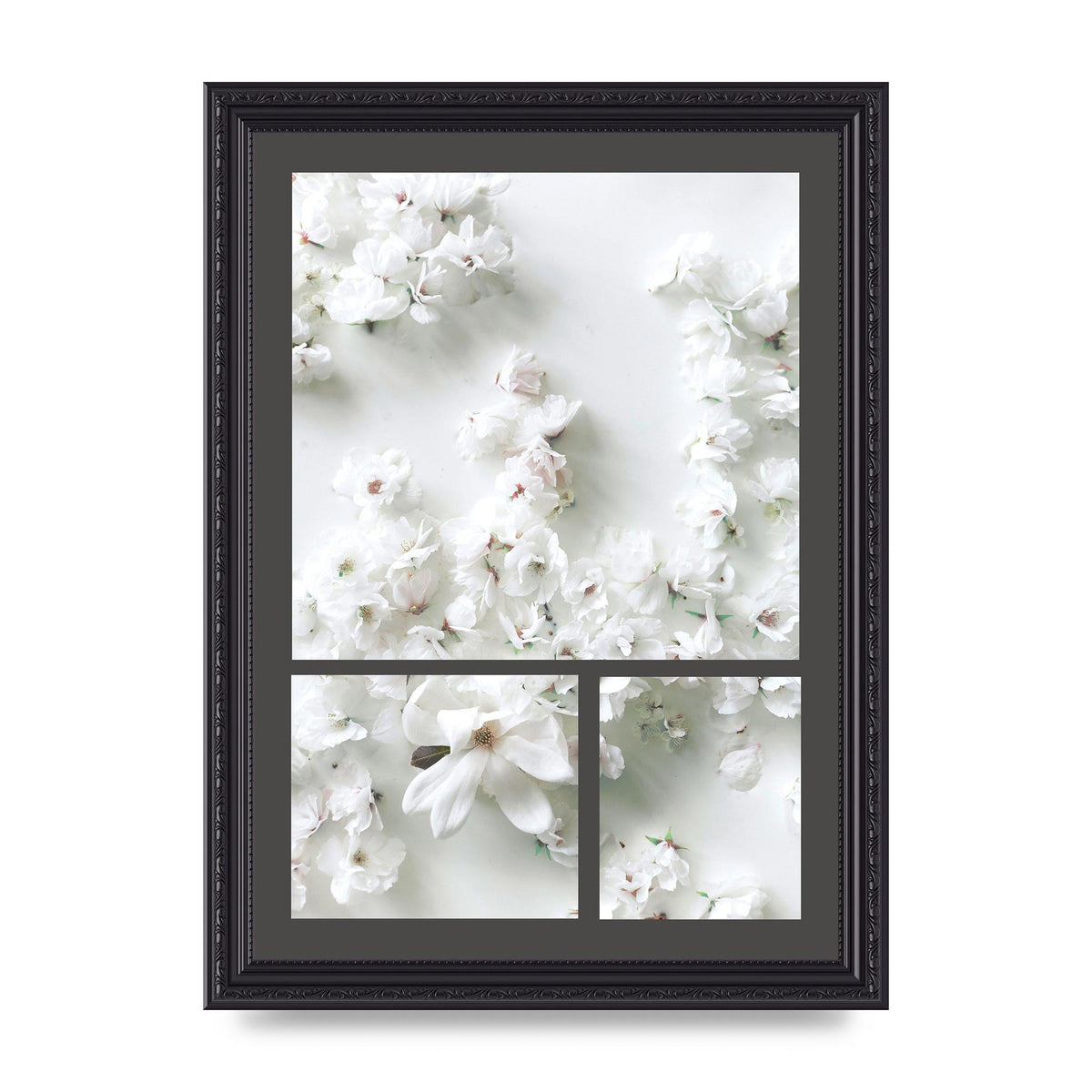Grey Flower Wall Art - A4 framed