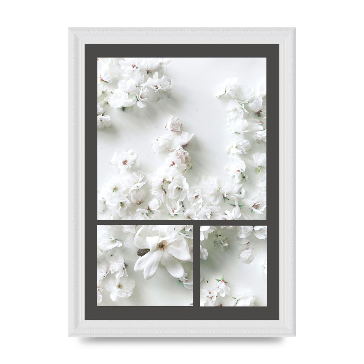 Grey Flower Wall Art - A4 framed