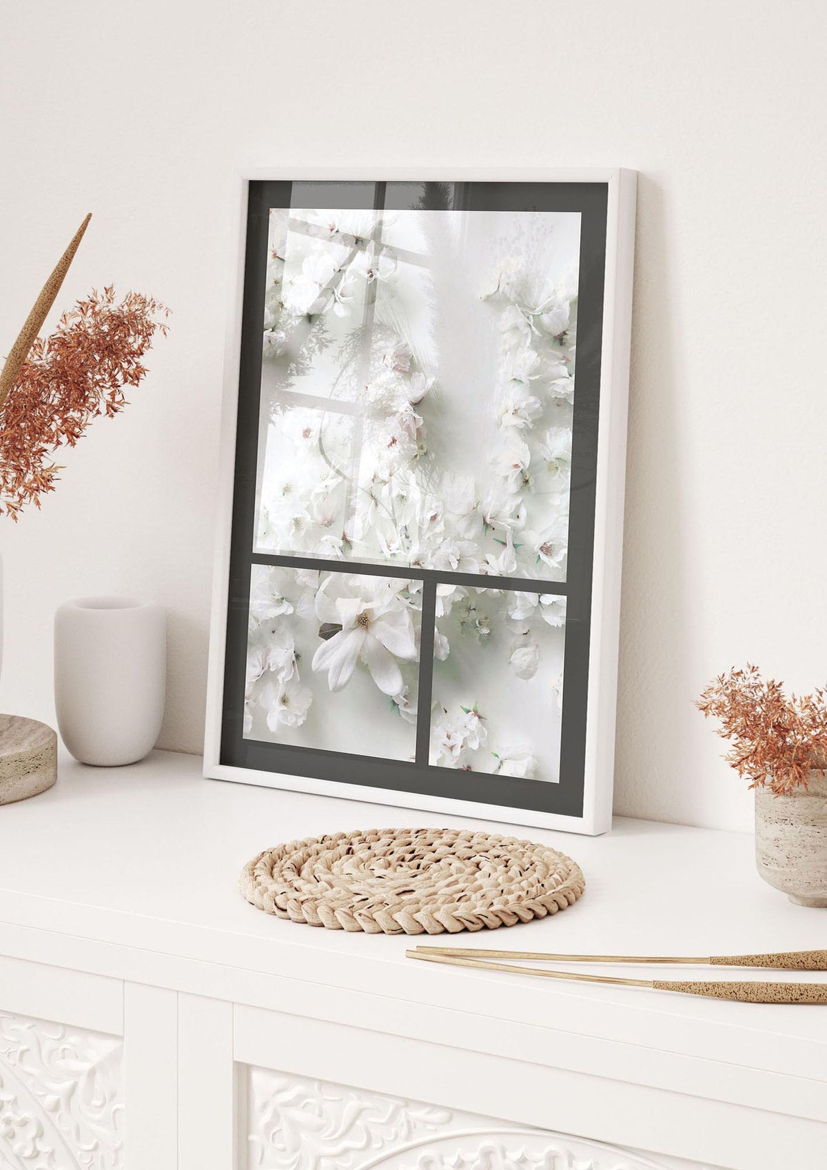 Grey Flower Wall Art - hall 1