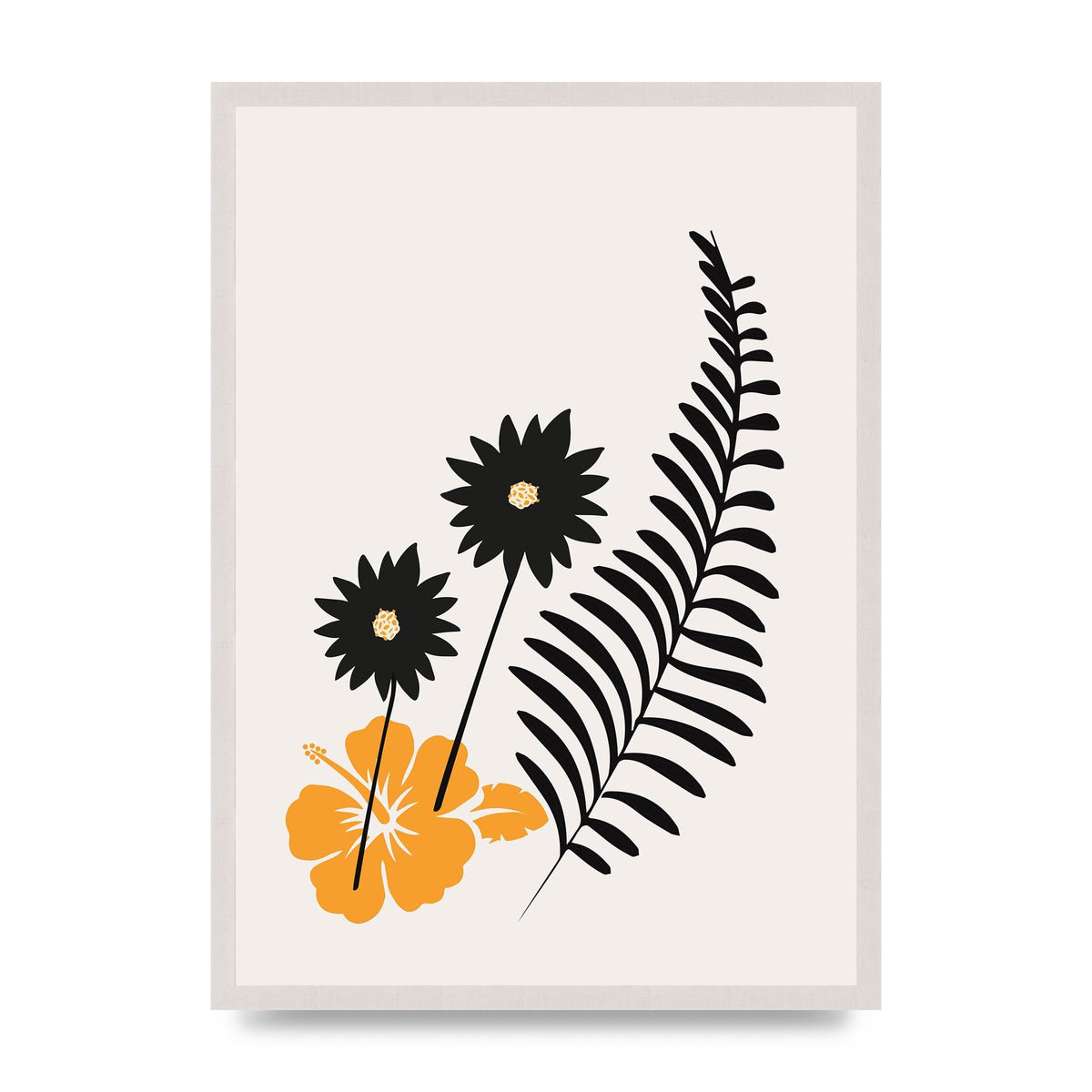 Mustard Flower Series Four print in an A2 white saw cut grain frame