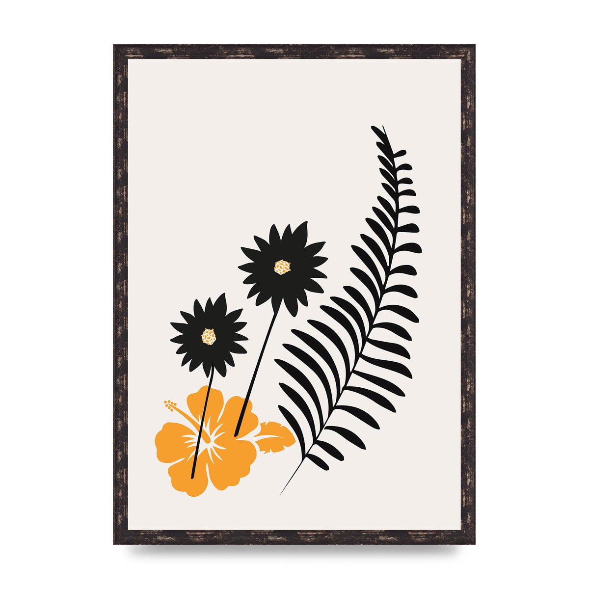 Mustard Flower Series Four Printed Poster - A2 framed