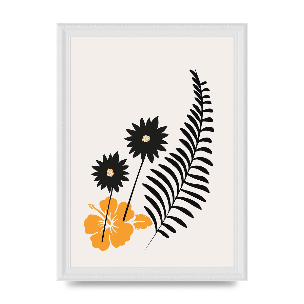 Mustard Flower Series Four Printed Poster - A4 framed