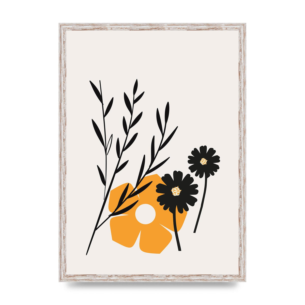 Mustard Flower Series Five Wall Art - A2 framed