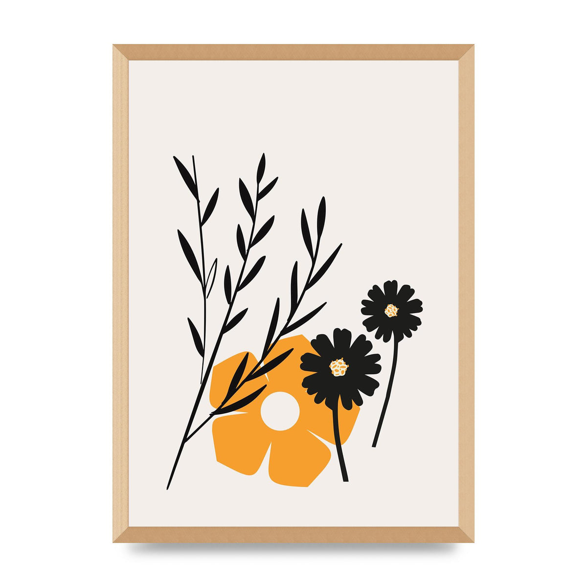 Mustard Flower Series Five Wall Art - A2 framed