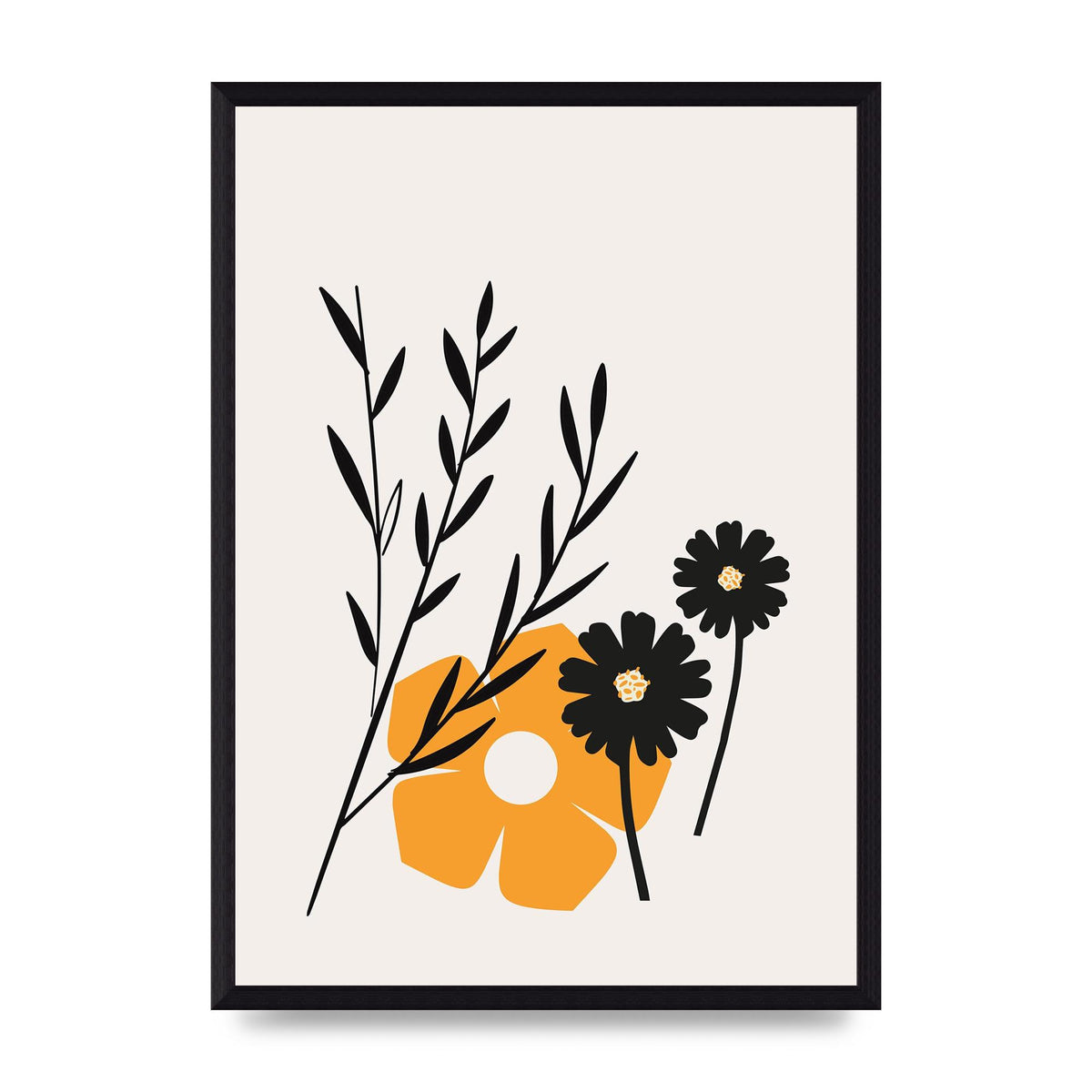 Mustard Flower Series Five Wall Art - A3 framed