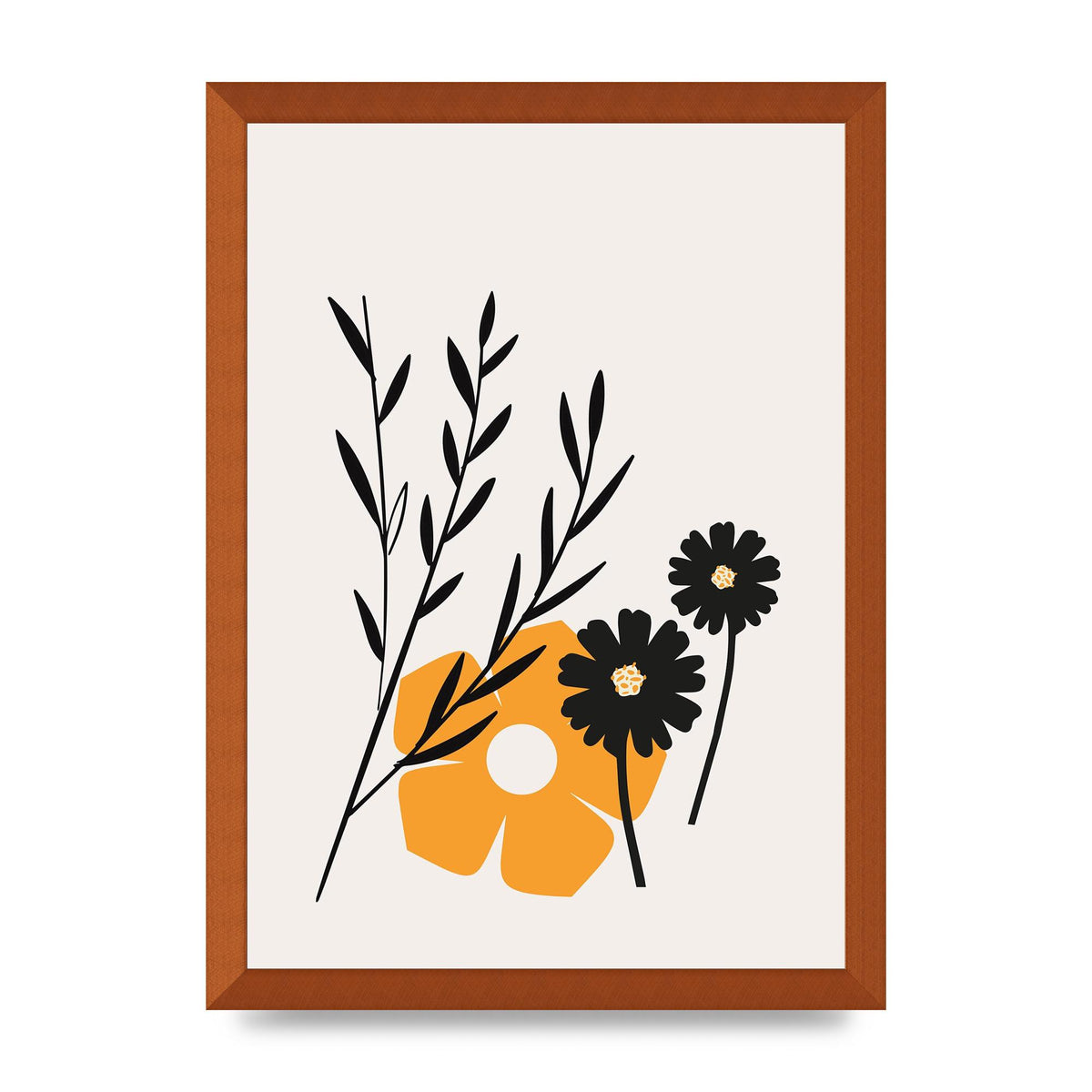 Mustard Flower Series Five Wall Art - A3 framed