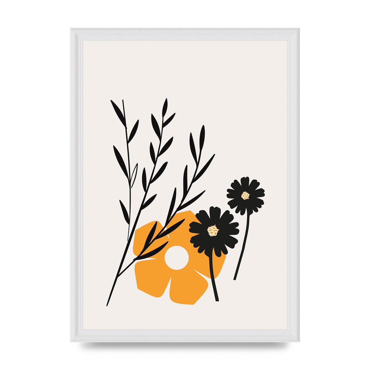 Mustard Flower Series Five Wall Art - A3 framed