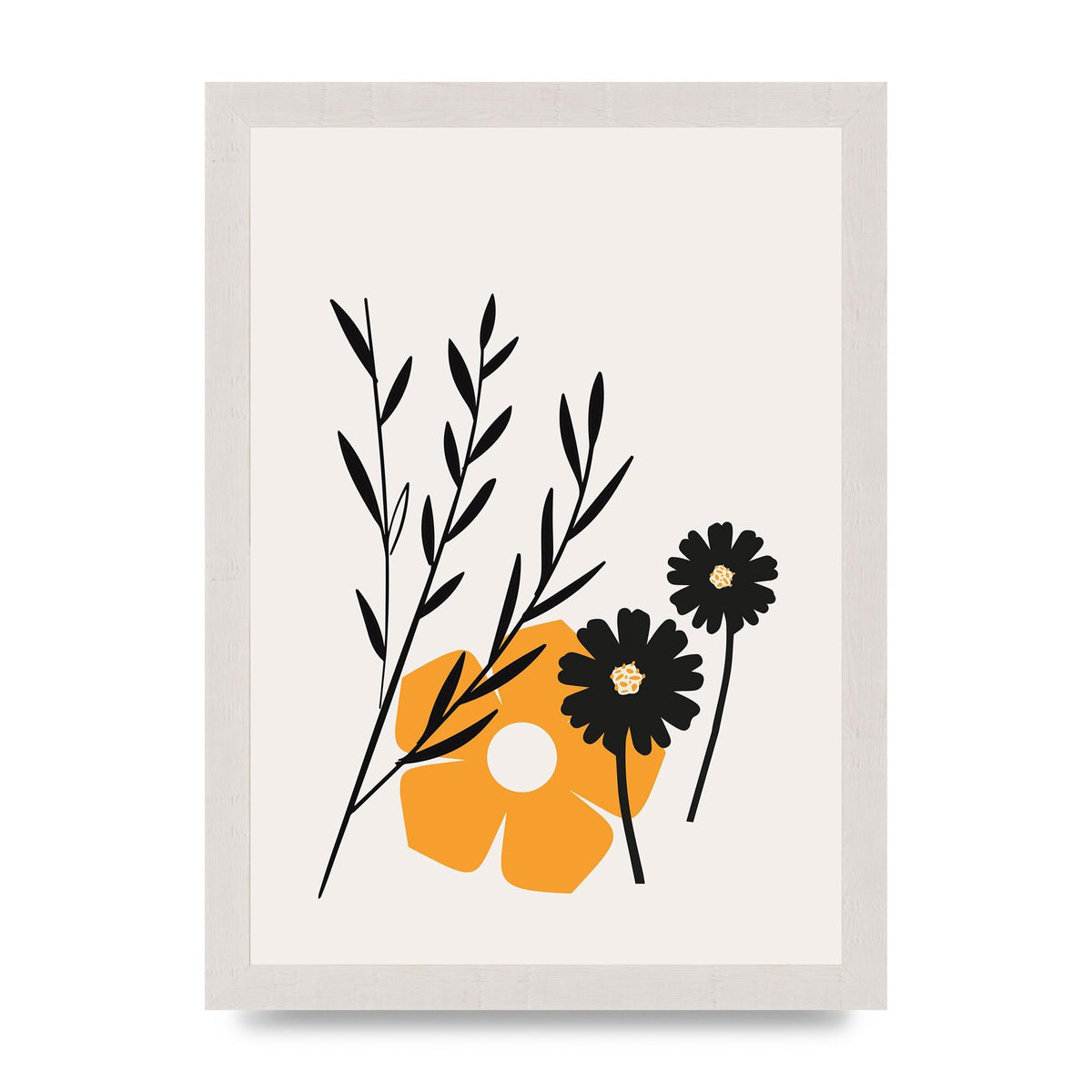 Mustard Flower Series Five Wall Art - A4 framed