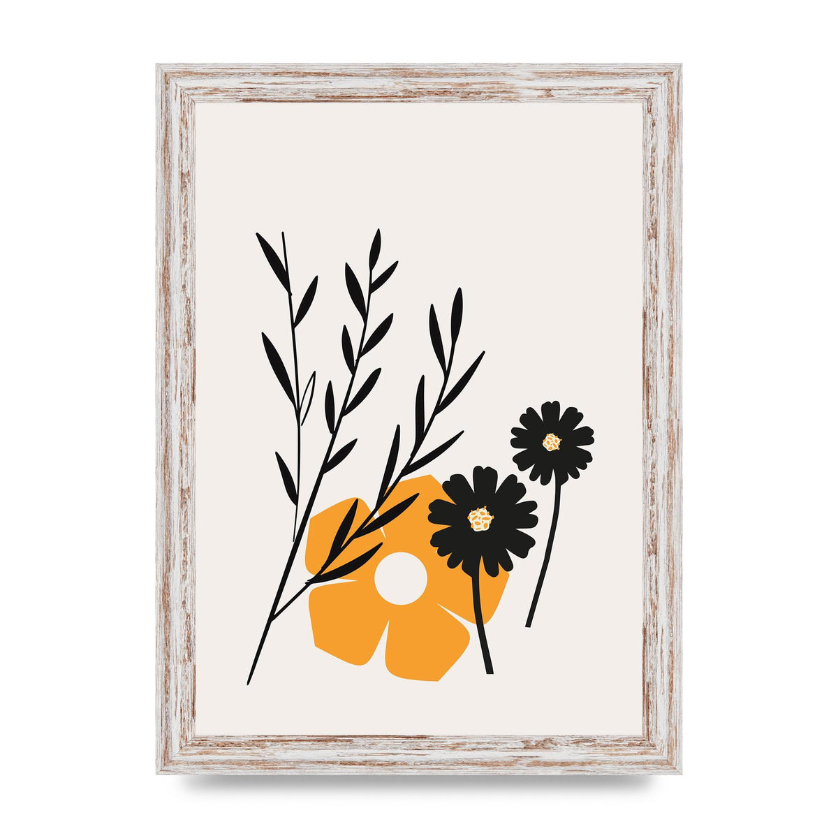 Mustard Flower Series Five Wall Art - A4 framed