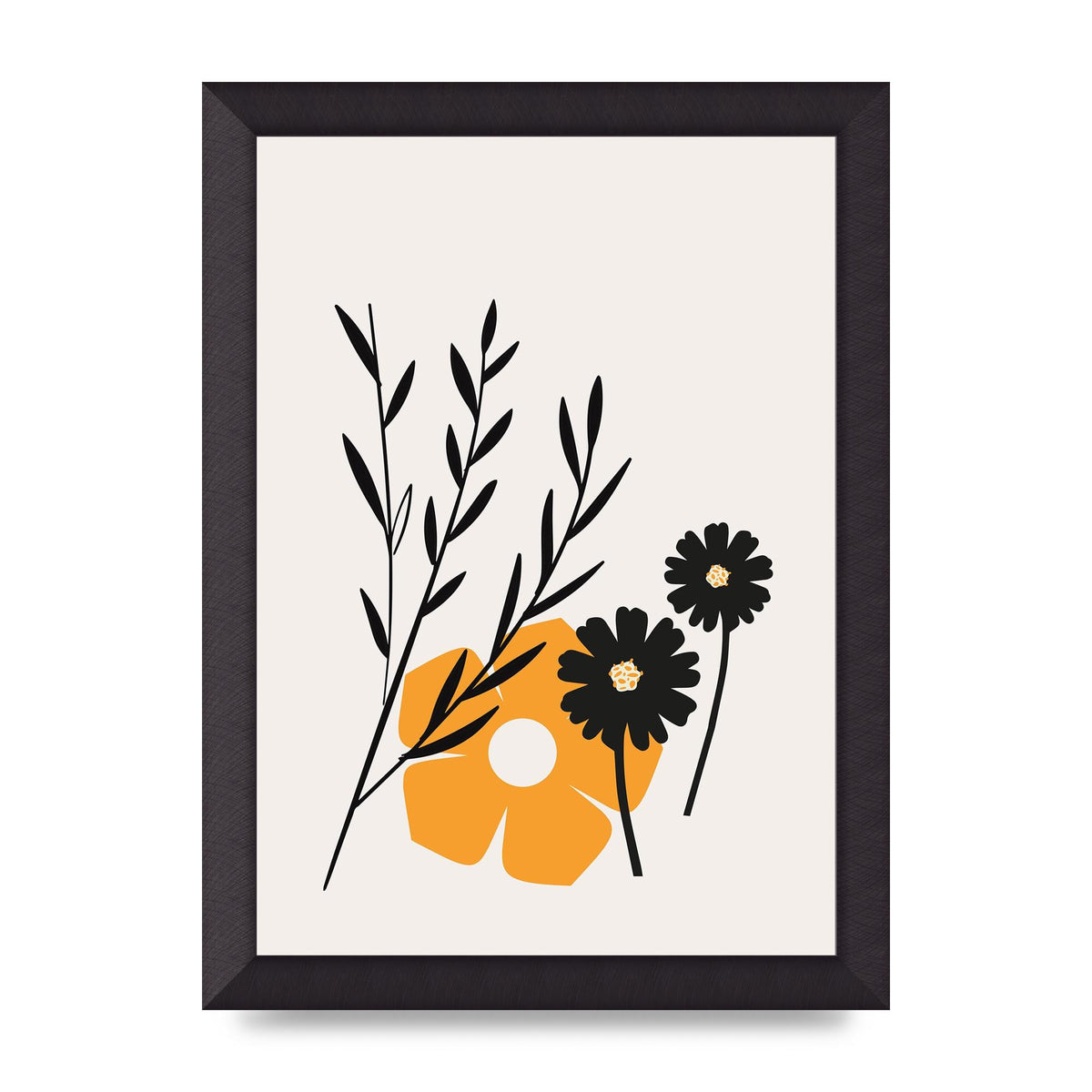 Mustard Flower Series Five Wall Art - A4 framed