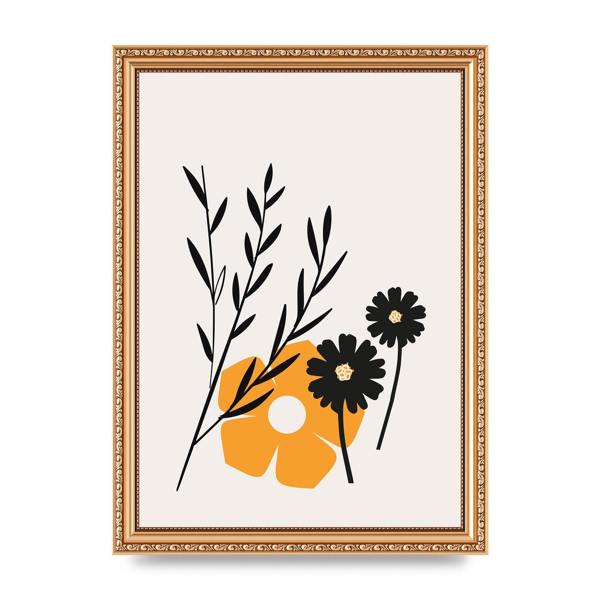 Mustard Flower Series Five Wall Art - A4 framed