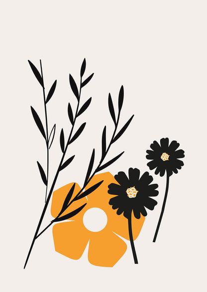 Mustard Flower Series Five Wall Art - detail