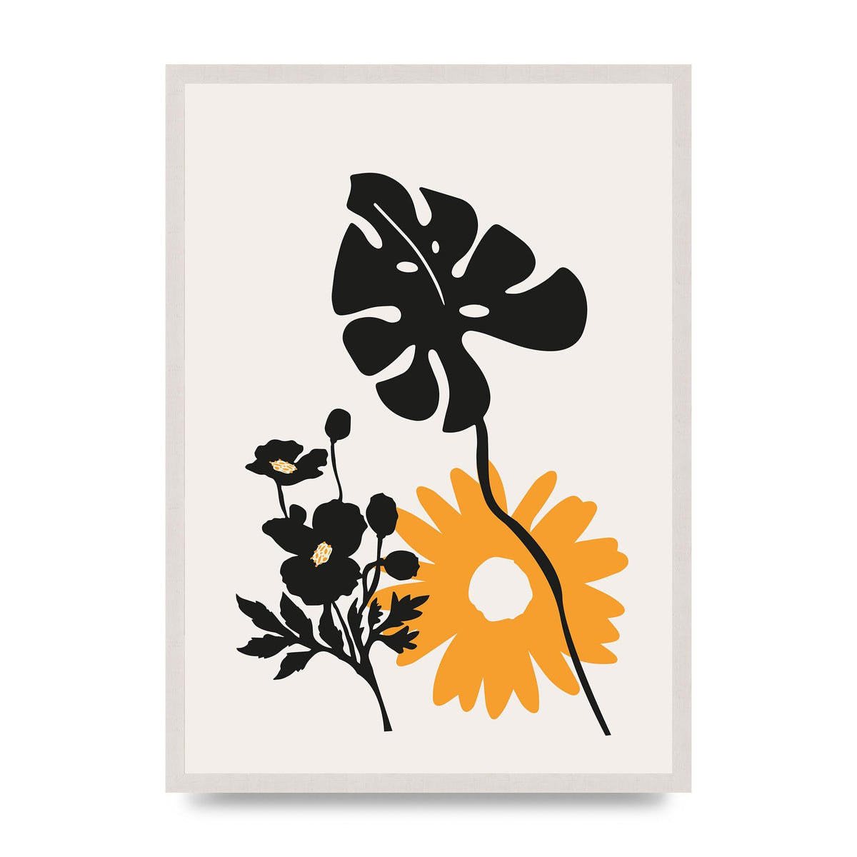 Mustard Flower Series Six print in an A2 white saw cut grain frame