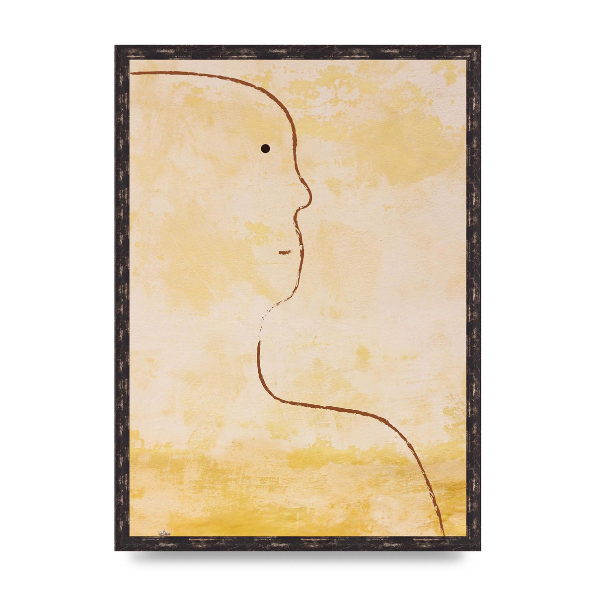 Distressed Wall Abstract Face Art For The Home - A2 framed