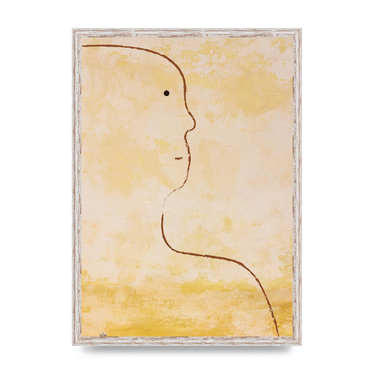 Distressed Wall Abstract Face Art For The Home - A2 framed