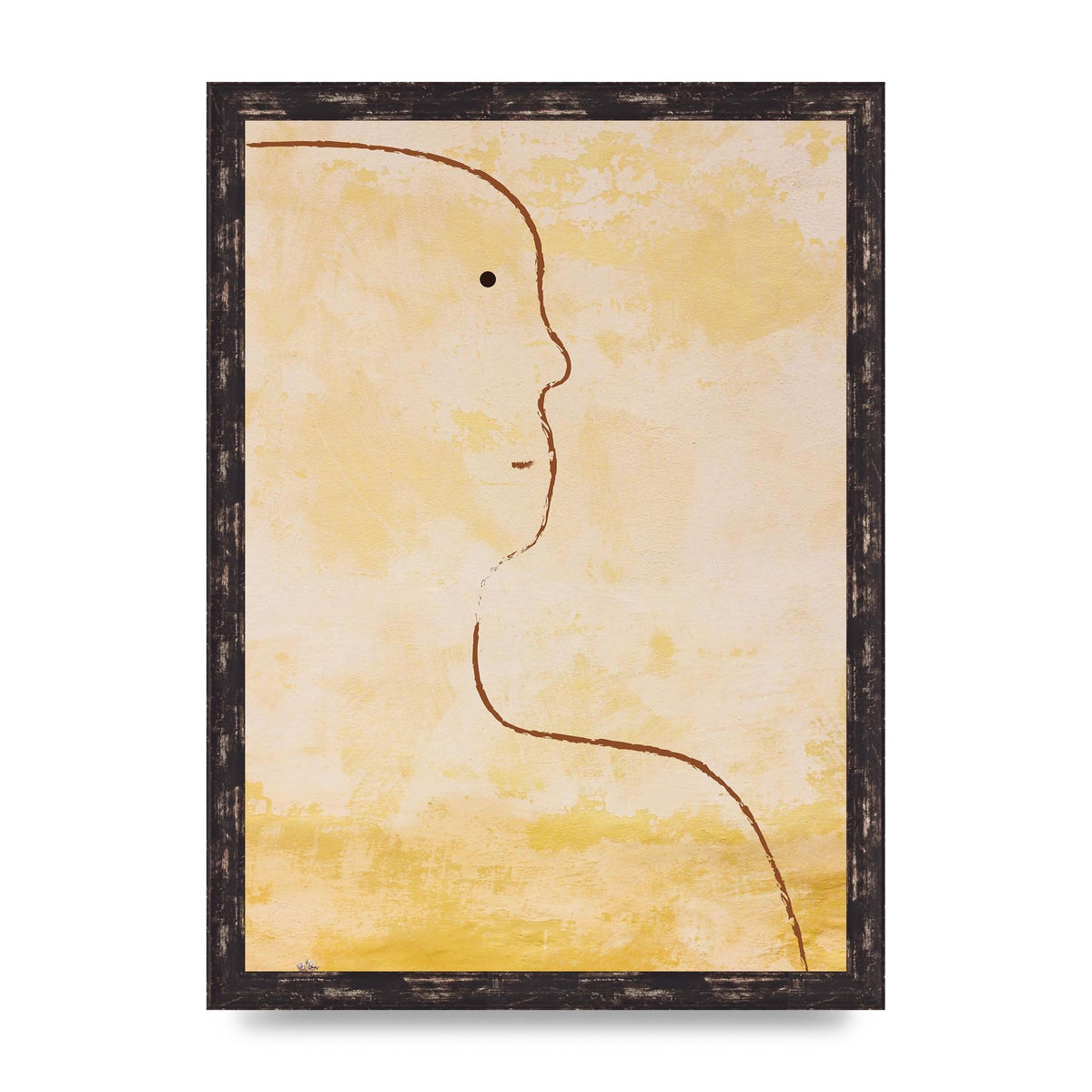 Distressed Wall Abstract Face Art For The Home - A3 framed