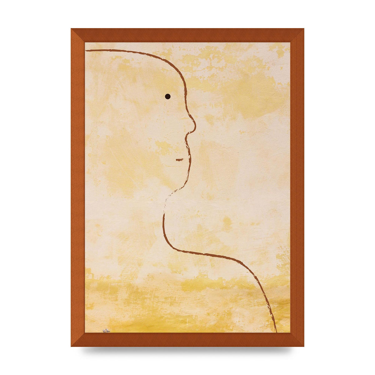 Distressed Wall Abstract Face Art For The Home - A3 framed