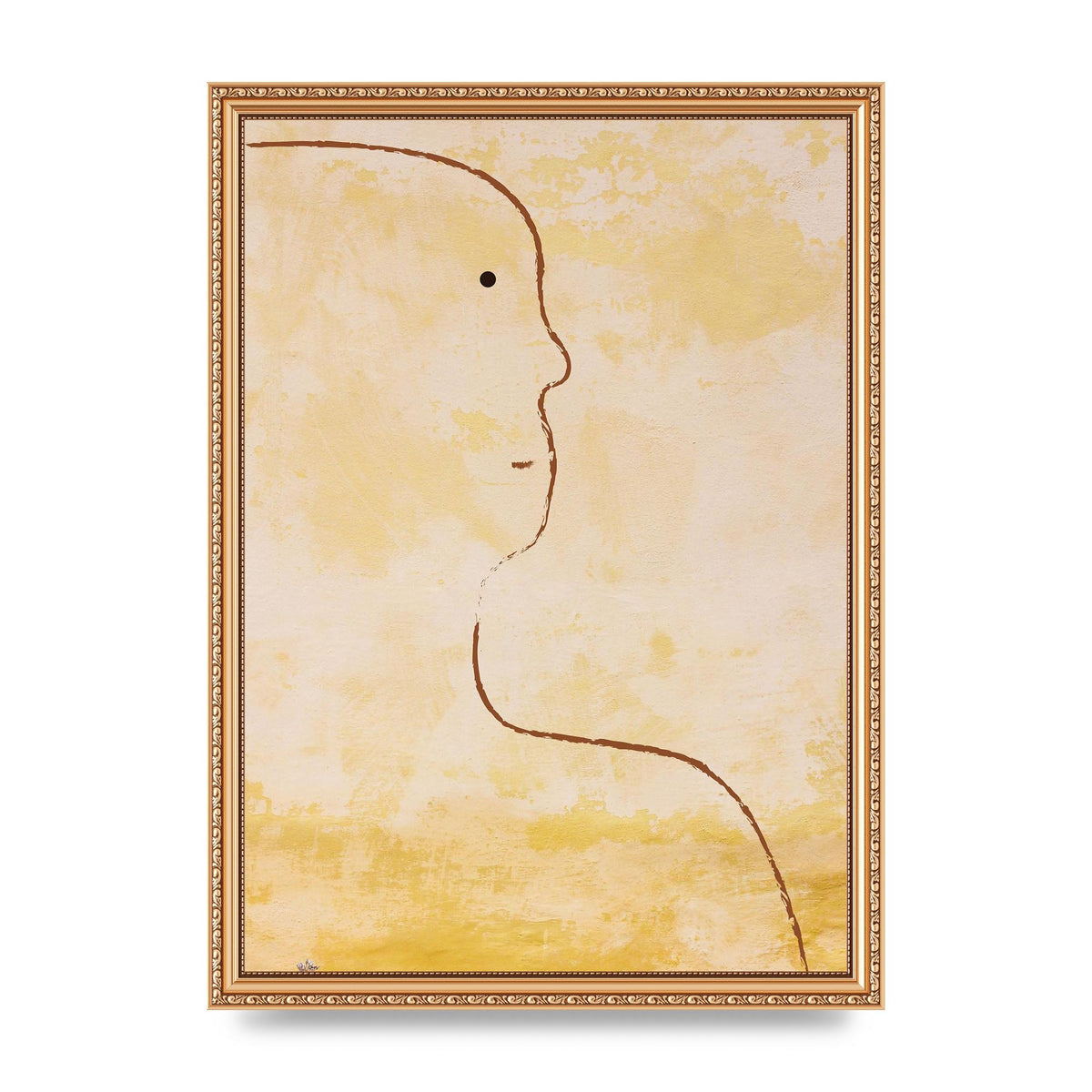 Distressed Wall Abstract Face Art For The Home - A3 framed