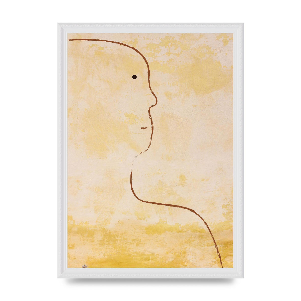 Distressed Wall Abstract Face Art For The Home - A3 framed