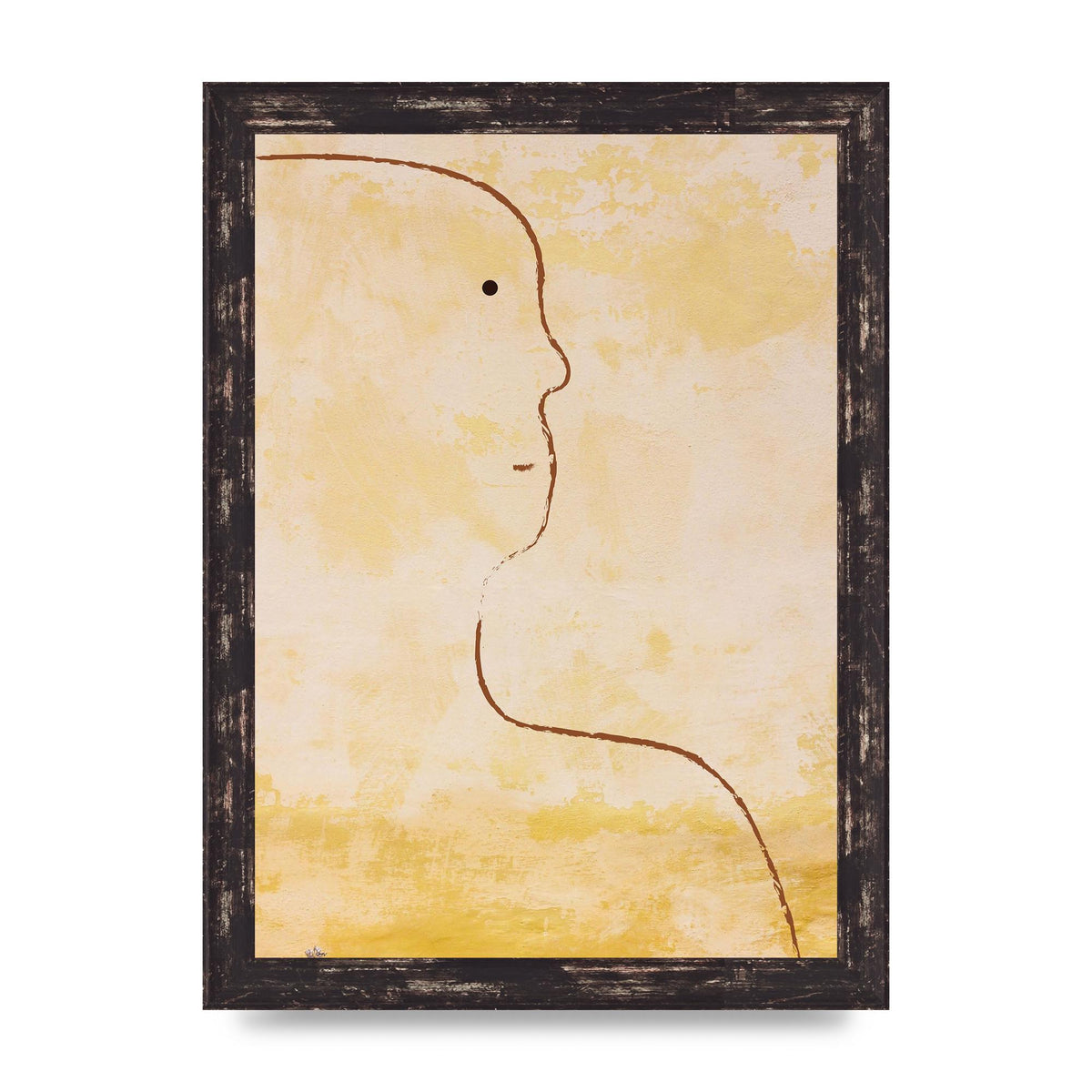 Distressed Wall Abstract Face Art For The Home - A4 framed