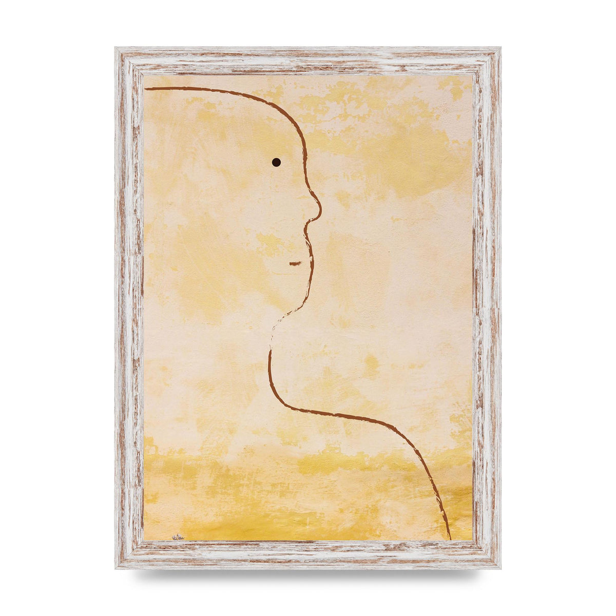 Distressed Wall Abstract Face Art For The Home - A4 framed