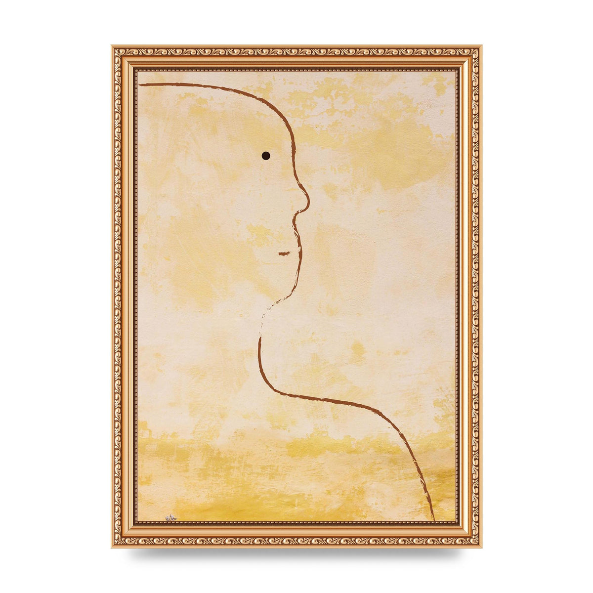 Distressed Wall Abstract Face Art For The Home - A4 framed