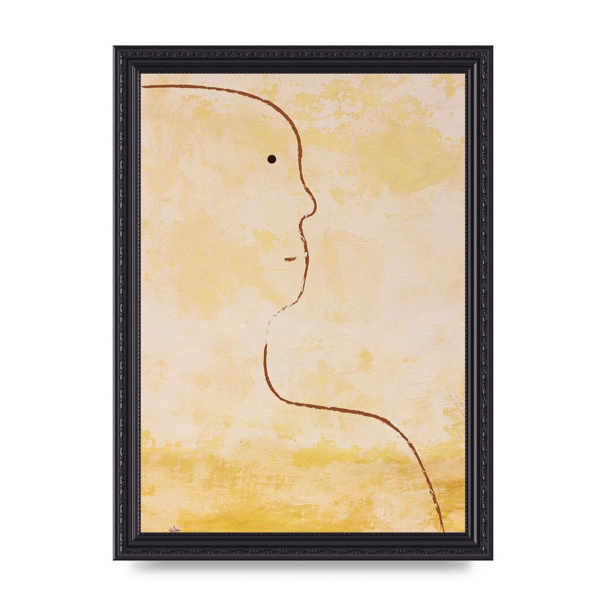Distressed Wall Abstract Face Art For The Home - A4 framed