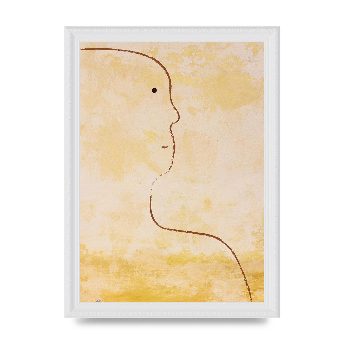Distressed Wall Abstract Face Art For The Home - A4 framed