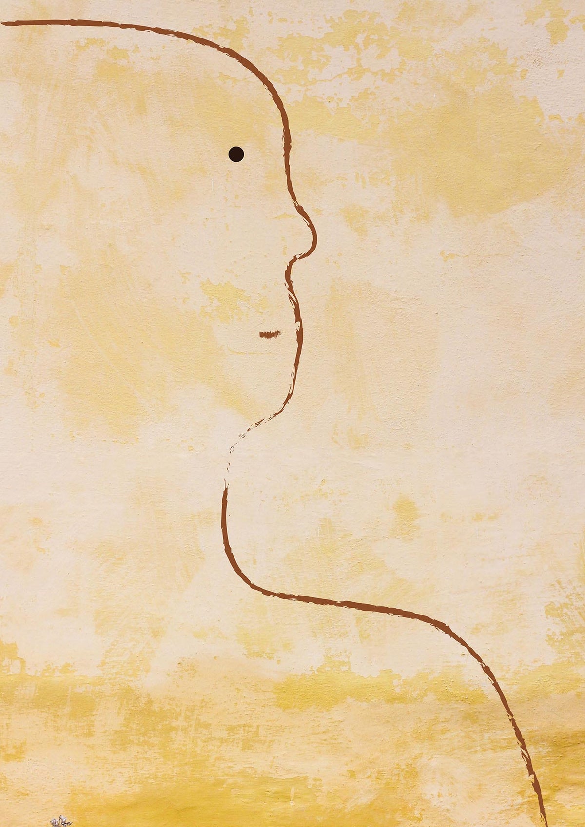 Distressed Wall Abstract Face Art For The Home - detail