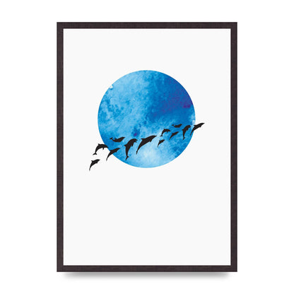 Watercolour Animal Silhouette Two Printed Poster - A2 framed