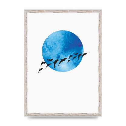 Watercolour Animal Silhouette Two Printed Poster - A2 framed
