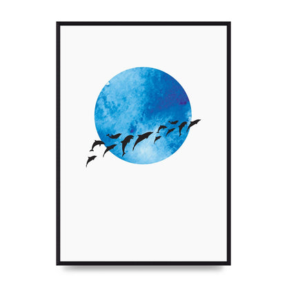 Watercolour Animal Silhouette Two Printed Poster - A2 framed