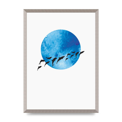 Watercolour Animal Silhouette Two Printed Poster - A2 framed