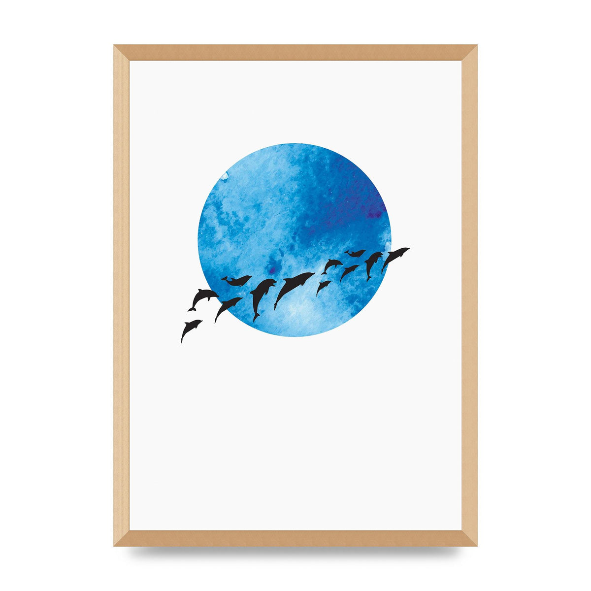 Watercolour Animal Silhouette Two Printed Poster - A2 framed