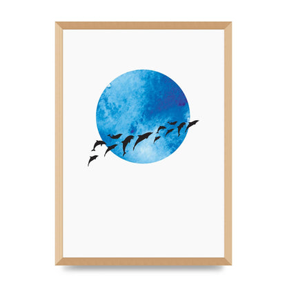 Watercolour Animal Silhouette Two Printed Poster - A2 framed
