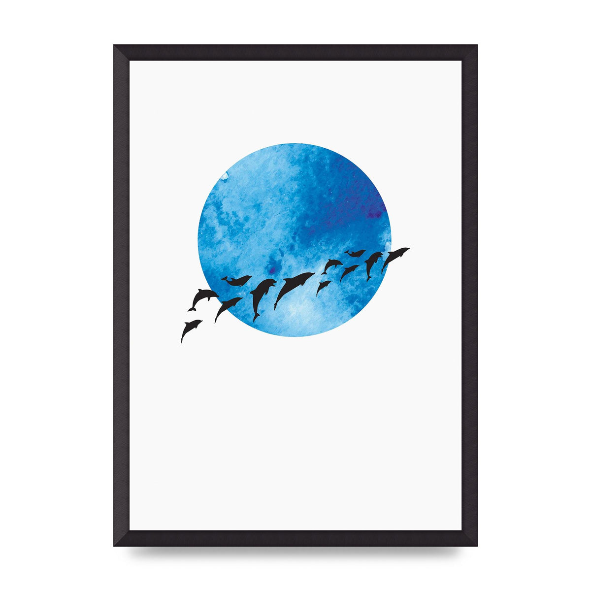 Watercolour Animal Silhouette Two Printed Poster - A2 framed