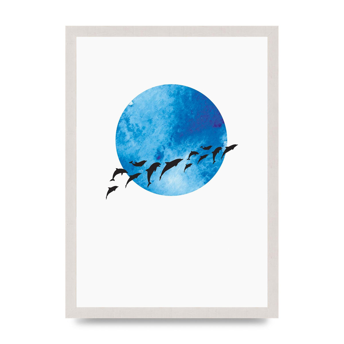 Watercolour Animal Silhouette Two Printed Poster - A3 framed