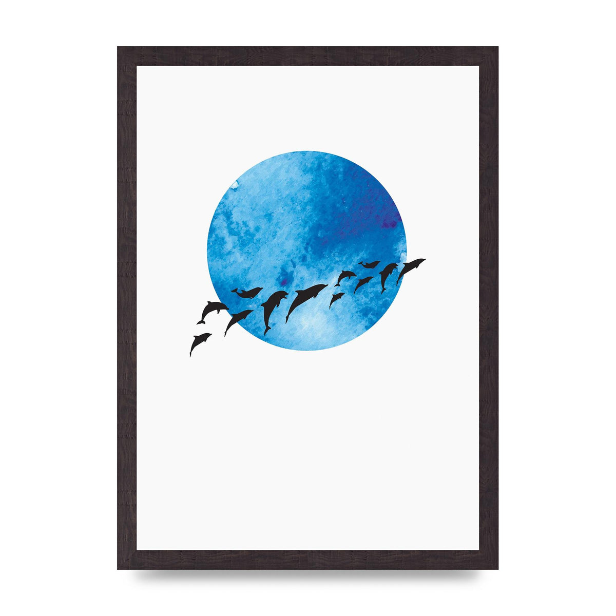 Watercolour Animal Silhouette Two Printed Poster - A3 framed