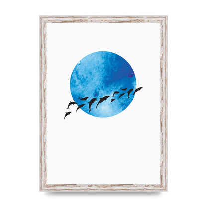 Watercolour Animal Silhouette Two Printed Poster - A3 framed
