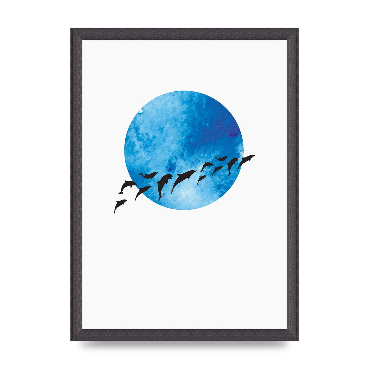 Watercolour Animal Silhouette Two Printed Poster - A3 framed
