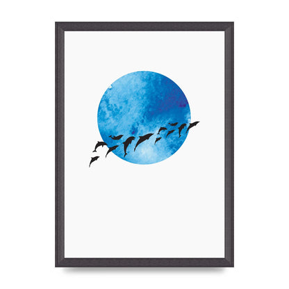 Watercolour Animal Silhouette Two Printed Poster - A3 framed
